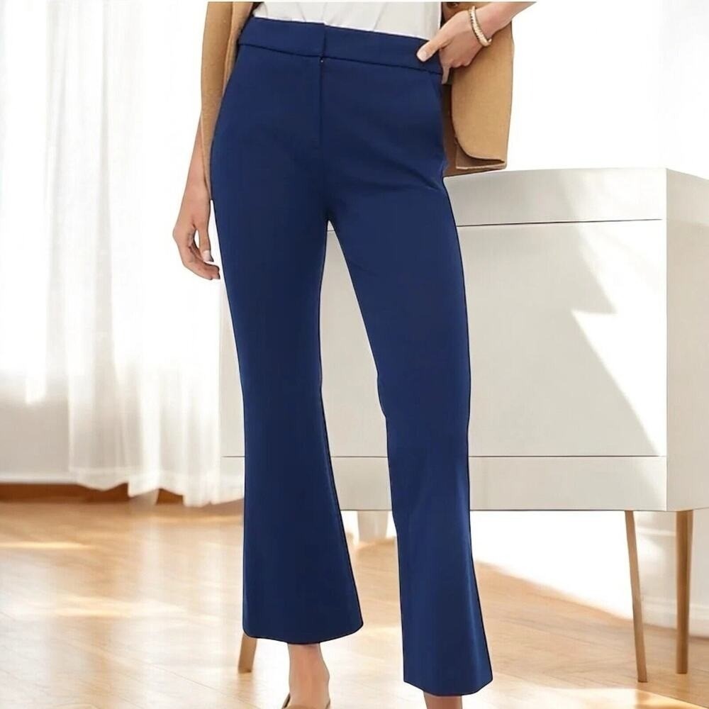 J. Crew Blue Kelsey Flare Pant Women's sz 14 34"x25" Minimalist Neutral Nautical